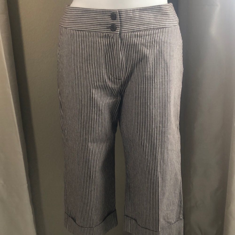 Sandro brown striped wide leg cropped pants